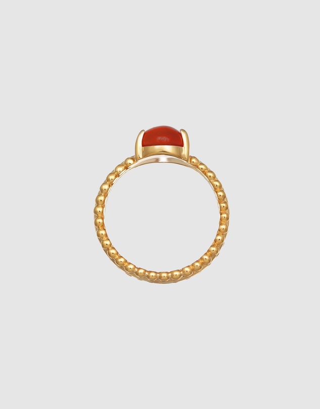 Elli Jewelry - Dotted Cornelian Ring in Gold-Plated 925 Silver