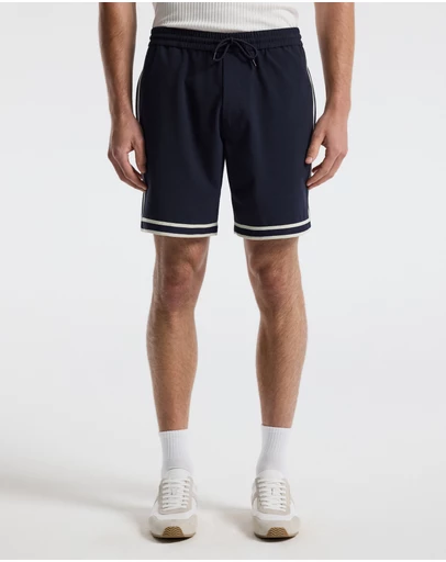 Calibre - Stripe Trim Textured Shorts Navy