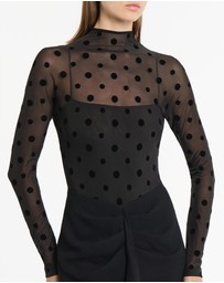 Carla Zampatti - Black Mesh Spot Contrast Gown