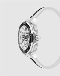 Plein Sport - PLEIN TITAN Watch 46mm White Silver Dial and White Silicone Strap