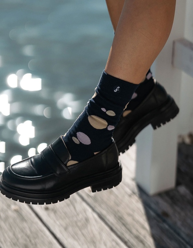 Swanky Socks - Navy Blush Polka Dot