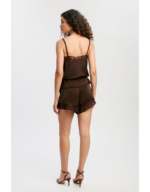 Bardot - Bonita Satin Lace Trim Short