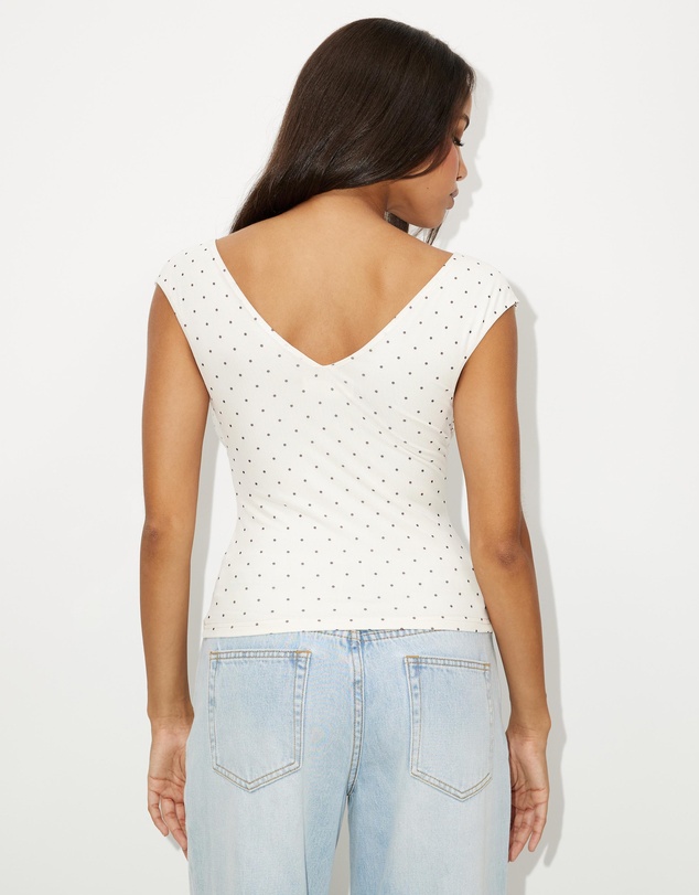 Dazie - Into You Polka Dot Off Shoulder Top