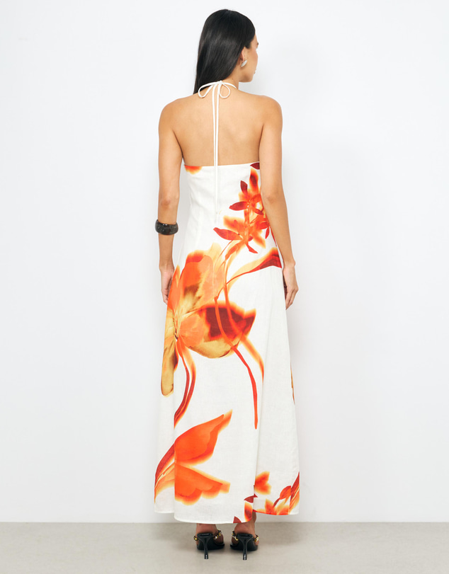 AERE - Ilaria Linen Halter Maxi Dress