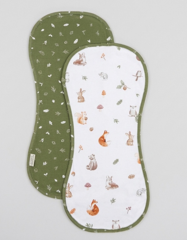 Living Textiles - 2 Pack Organic Burp Cloths - Fox & Friends
