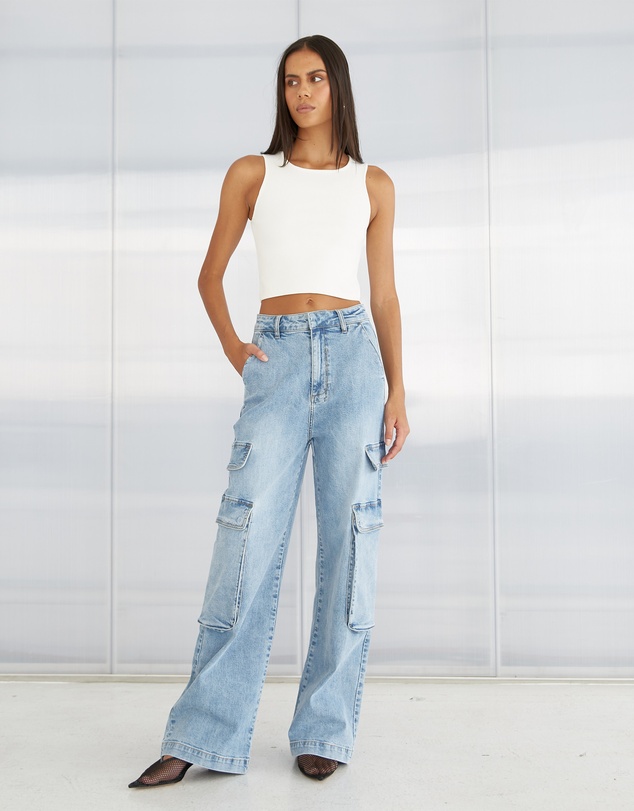 DRICOPER DENIM - Cargo Wide Leg Denim Pants