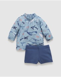 Purebaby - Printed Long Sleeve Rashie Set Swim -Kids-Babies