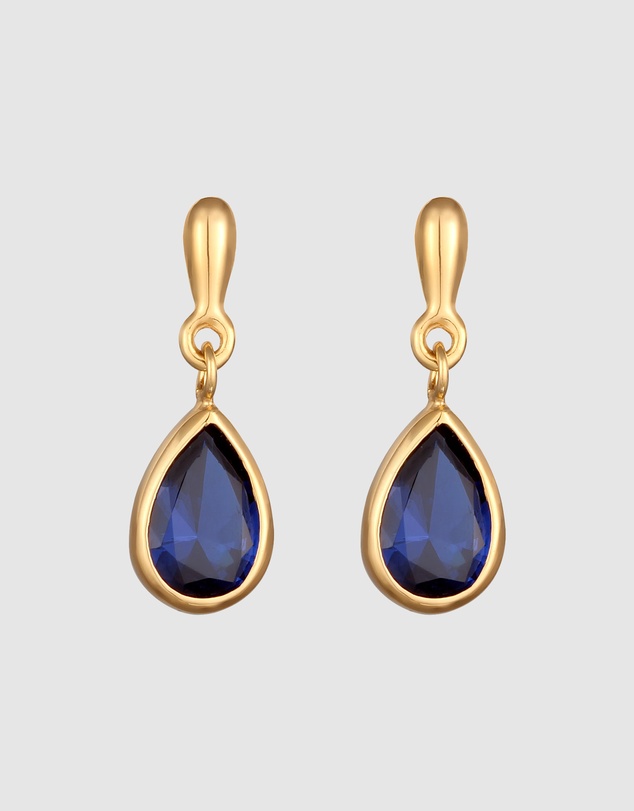 Elli Jewelry - Sapphire Teardrop Earrings in Gold-Plated 925 Silver