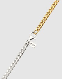Kuzzoi - ICONIC EXCLUSIVE - Necklace Male Curb Chain 925 Sterling Silver Bicolor