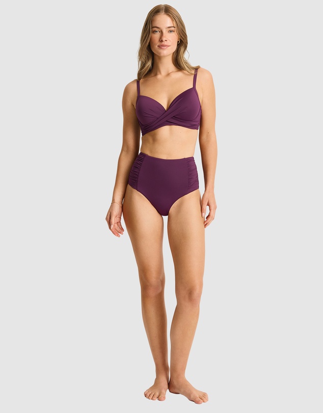 Sea Level - Essentials Edit High Waist Gathered Side Pant Claret