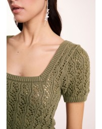 NEXT - Square Neck Stitch Detail Short Sleeve Knitted Top