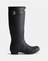 Hunter - Women's Original Tall Tartan Lining Black/Dark Olive