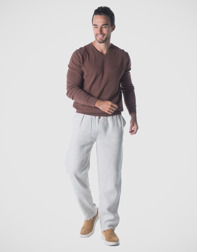 Coast Clothing - V-Neck Cotton Jumper - Chocolate