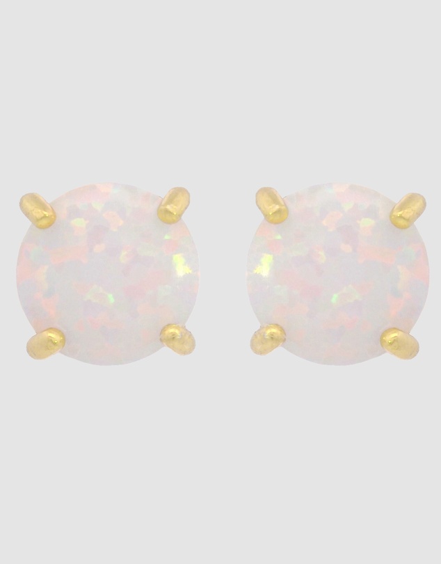 Georgini - Georgini Opal Glow White Created Opal Stud Gold Earrings