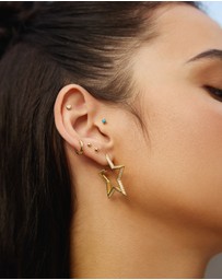 Ania Haie - Gold Large Star-Shaped Pave Hoop Earrings
