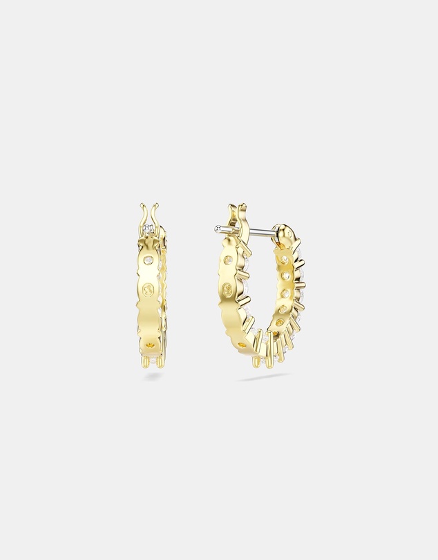 Swarovski - Matrix Vittore Hoop Earrings, Round Cut, White, 18K Gold Finish