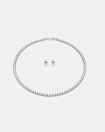 Swarovski - Matrix Tennis set, Round cut, White, Rhodium plated