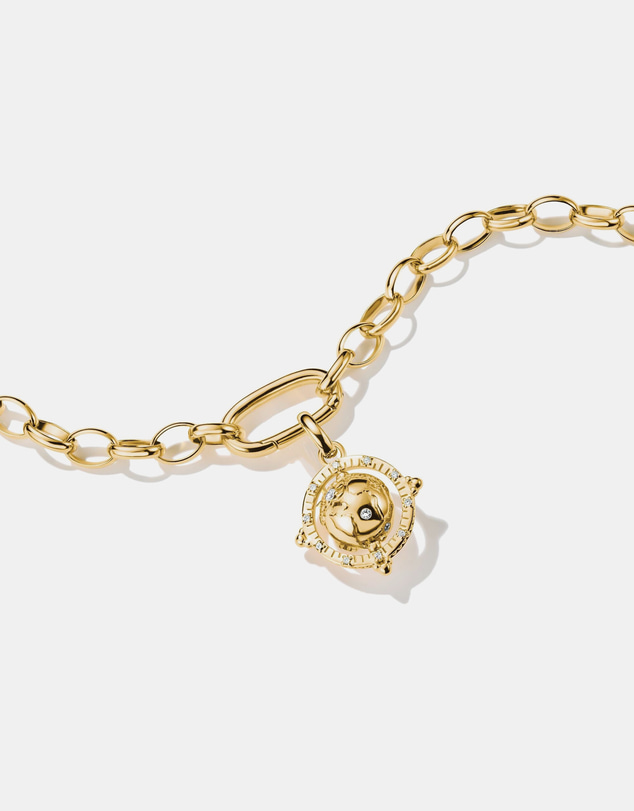 THOMAS SABO - Gold-Plated Globe Charm with White Zirconia
