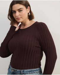 Atmos&Here Curvy - Rumi LS Fitted Rib Knit Top