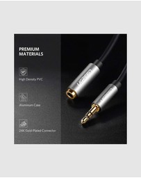 Ugreen - UGREEN 3.5mm Male to Female Audio Extension Cable – 3m Black Aluminum Alloy Tangle-Free