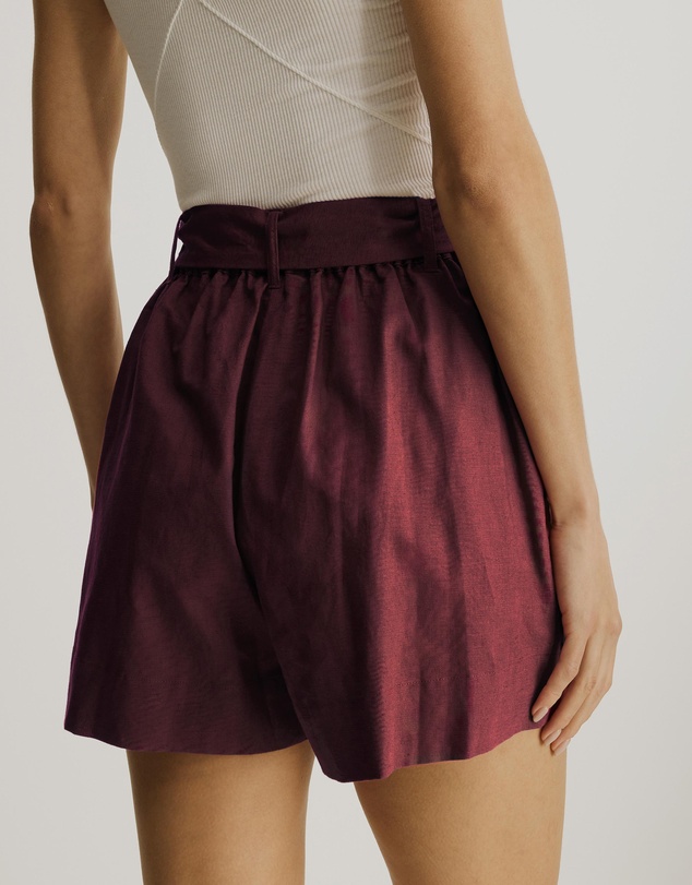 Atmos&Here - Zuri Belted Linen Blend Shorts