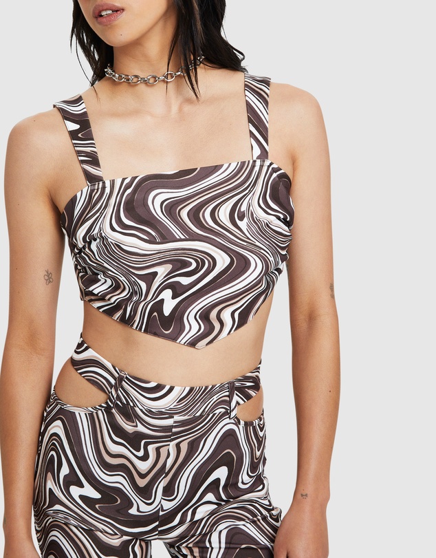 Neon Hart - Tammy Swirl Print Tie Back Bodice