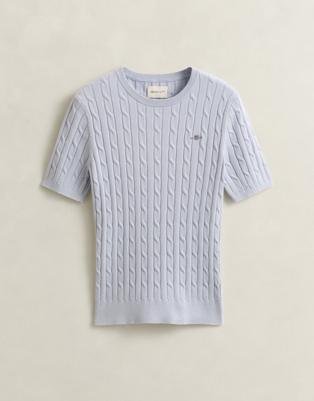 Gant - Stretch Cotton Cable Short Sleeve Knit