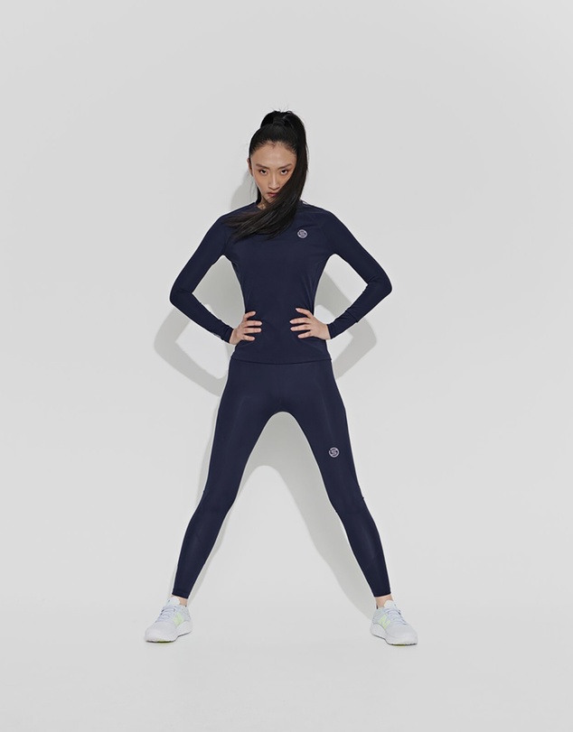 SKINS - SKINS Compression Women's Series-2 Gym Clothing Long Tight Navy Blue