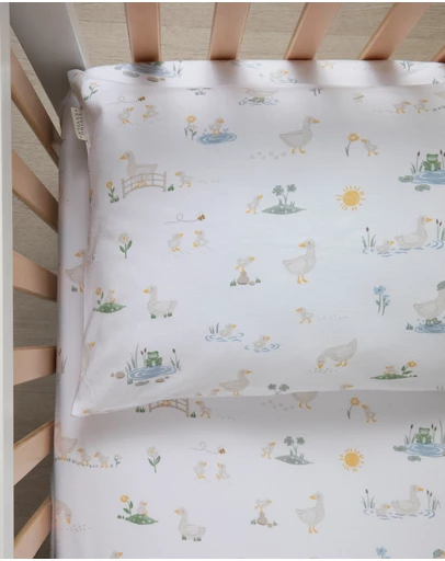 Living Textiles - Organic Toddler Pillowcase - Goosey Goosey