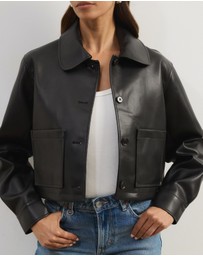 Atmos&Here - Annalise Leather Look Cropped Shacket