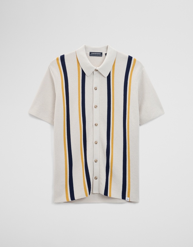 Country Road - Australian Good Earth Cotton Textured Stripe Knit Shirt