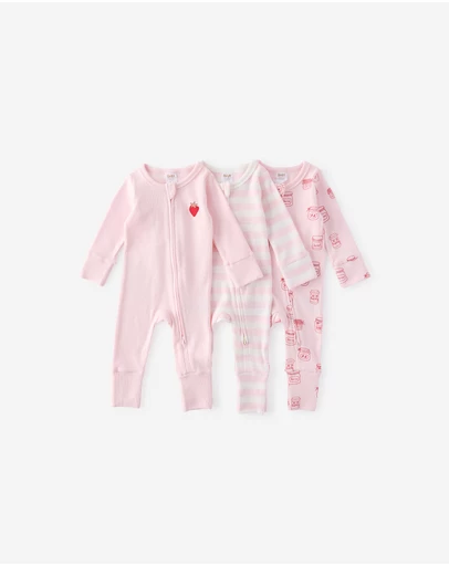 Cotton On Kids - The 3Pk Long Sleeve Rib Romper