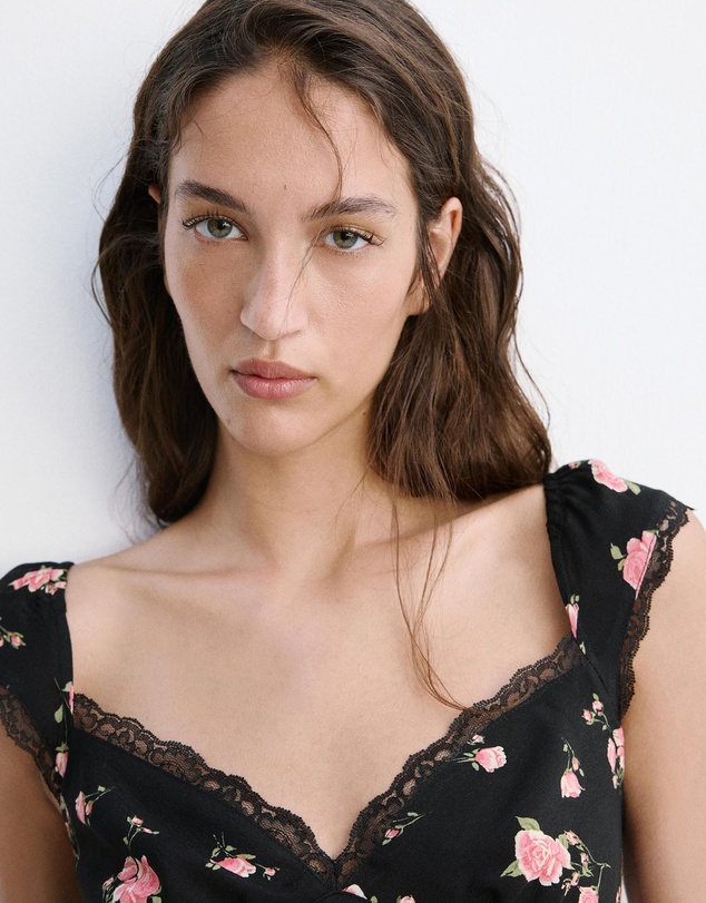M.N.G - Floral Dress with Lace Trim