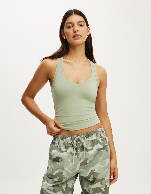 Cotton On Body Active - Ultra Soft Plunge Front Racer Tank