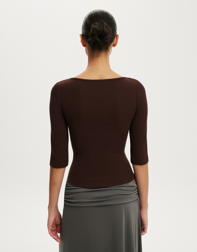 Cotton On - Boat Neck 3/4 Sleeve Top