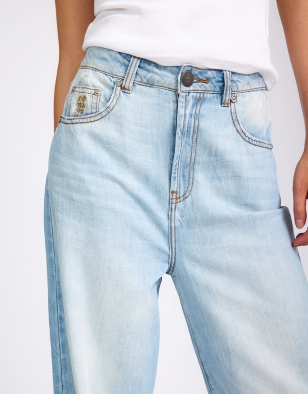 ONE TEASPOON - Love Machines Mid Waist Super Wide Leg Denim Jeans - Cool Blue