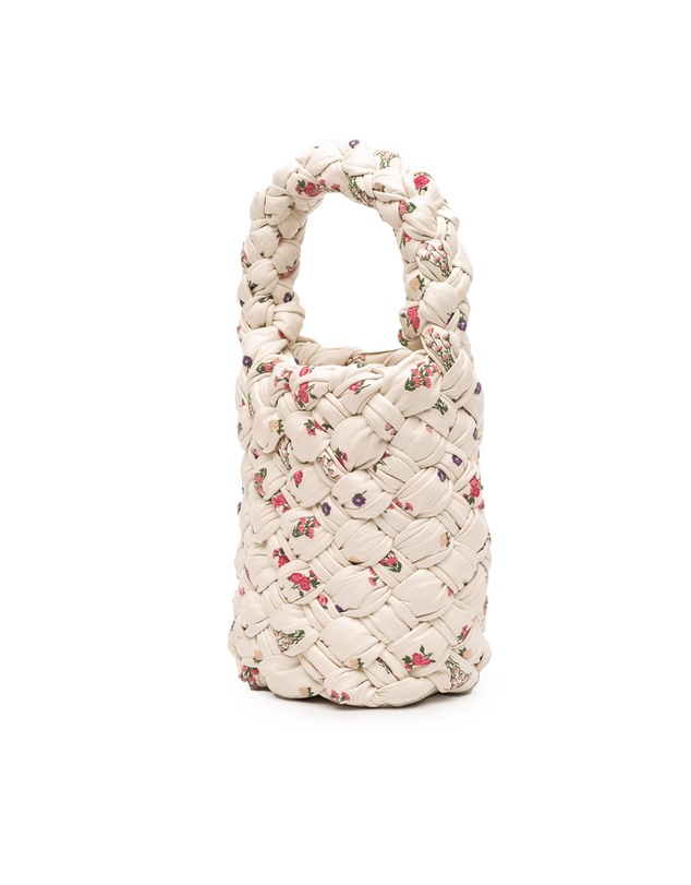 Pre-Loved by Azura Reborn - Pre-Loved Small Floral Printed Leather Intrecciato Kalimero Bucket Bag