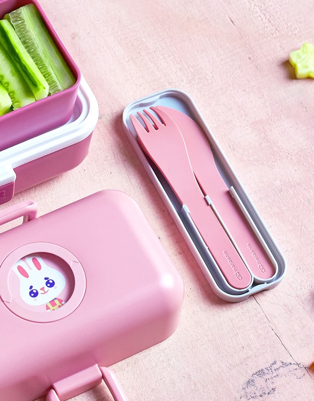 Monbento - Monbento Mb Pocket Plastic Cutlery Set - Colour Pink Blush