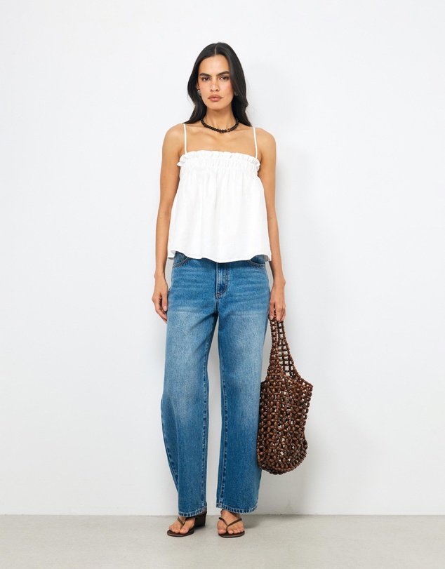 AERE - Alana Linen Strapless Top