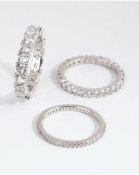 Lovisa - Silver Cubic Zirconia Triple Band Ring