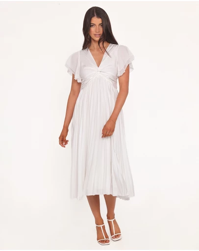 Petal & Pup - Nova Flutter Sleeve Midi Dress - White