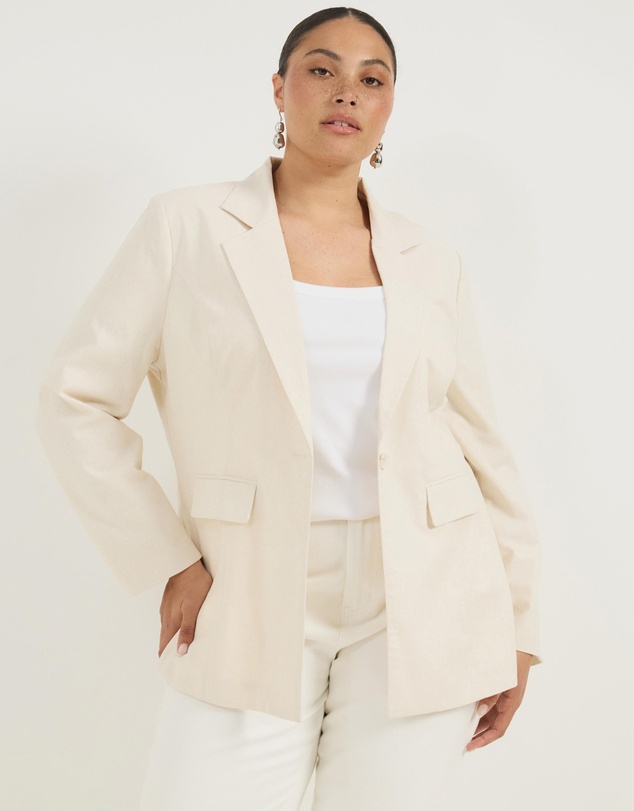Atmos&Here Curvy - Harper Linen Blend Blazer