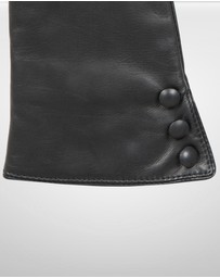 DENTS - Sophie Leather Gloves with Fur Cuffs Wool Lined