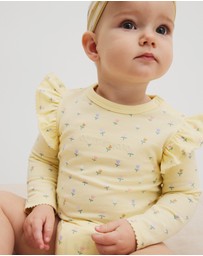 Country Road - Organically Grown Cotton Frill Long Sleeve Logo Bodysuit