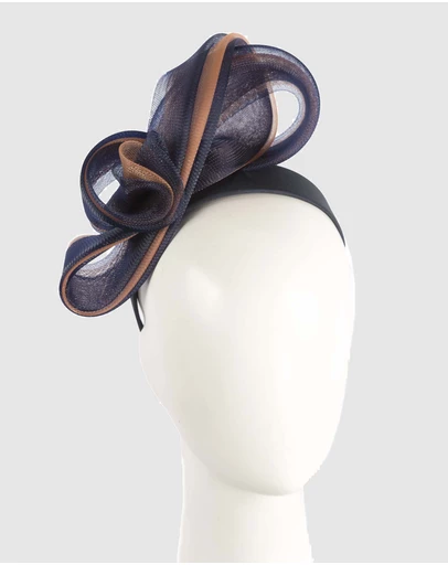 Fillies Collection - Bespoke Navy Nude Racing Fascinator
