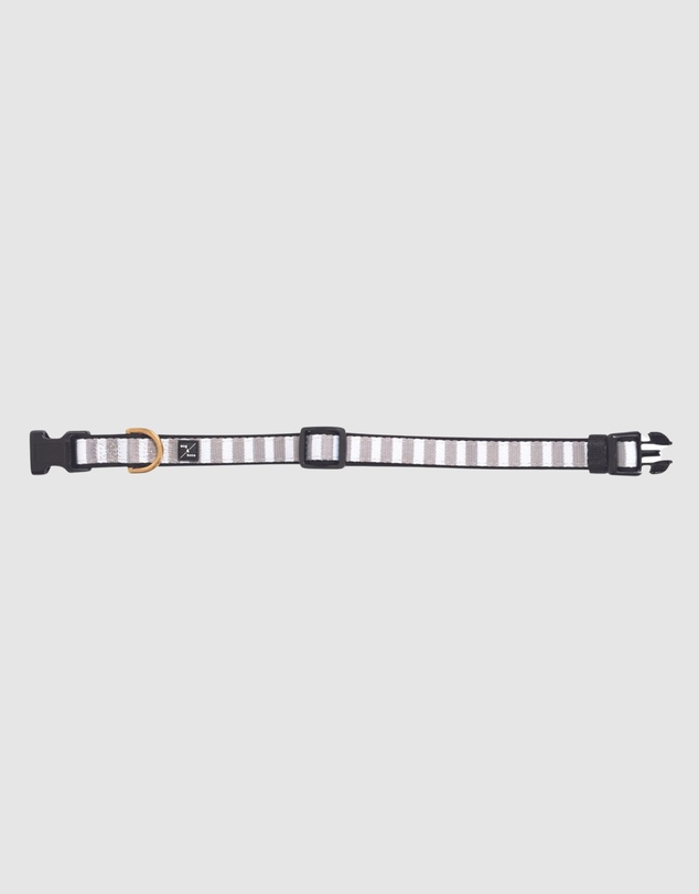 Mog & Bone - Neoprene Dog Collar & Lead- Latte Hamptons Stripe Print
