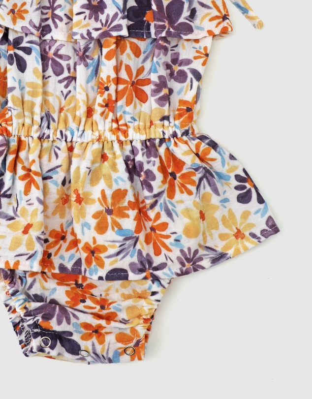 WITH LOVE FOR KIDS - Cotton Muslin Ruffle Playsuit - Babies