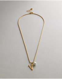 Zahar - Pearl Letter V Necklace