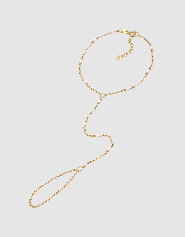Elli Jewelry - Shell Pearl Hand Chain in Gold-Plated 925 Silver