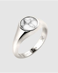 Kuzzoi - ICONIC EXCLUSIVE - Ring Male Signet White Marble 925 Sterling Silver